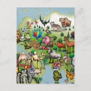 Europe Asia Animes World Map Postkarte
