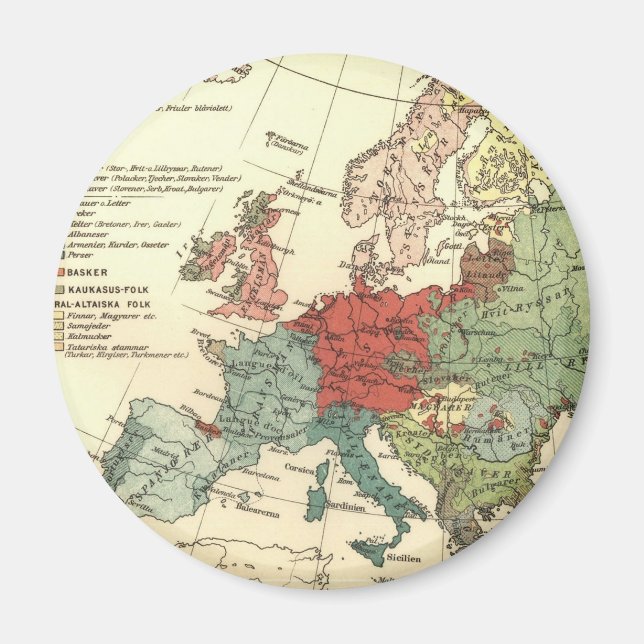 Europe Map Countries World Antique Magnet (Vorne)