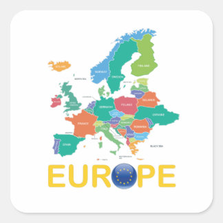 Europe Map Quadratischer Aufkleber