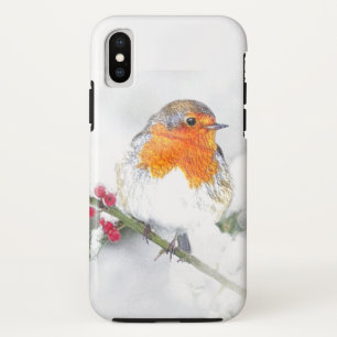 European English Robin Bird Winter Holries iPhone X Hülle