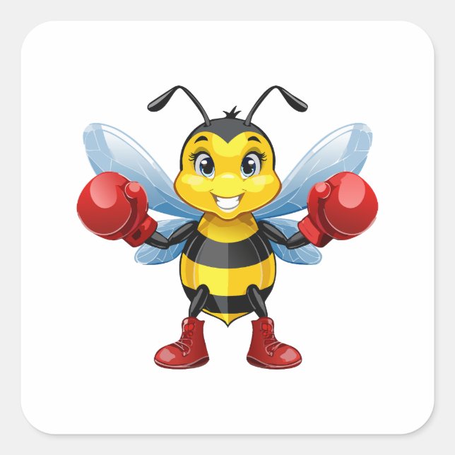 European honey bee quadratischer aufkleber (Vorderseite)