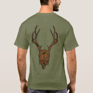 European Mount Jackalope Skull Camouflage Army Gre T-Shirt