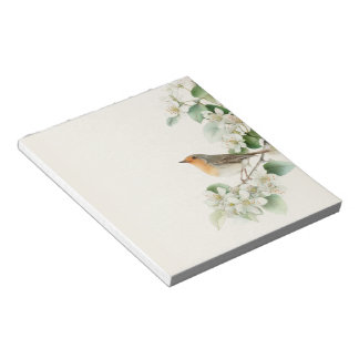 European Robin & Hawthorn – Editable Botanical Wed Notizblock