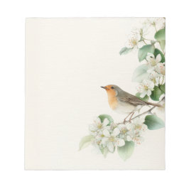 European Robin & Hawthorn – Editable Botanical Wed Notizblock