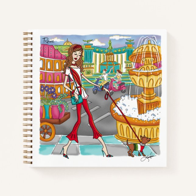 European Travel Girl in Rome Notebook Notizbuch (Vorderseite)