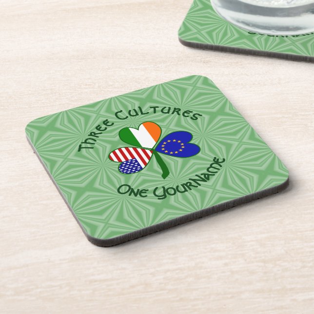European Union Irish American Flags Shamrock Name Getränkeuntersetzer (Linke Seite)