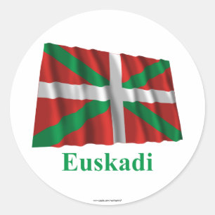 Euskadi (País Vasco) wellenartig bewegende Flagge Runder Aufkleber