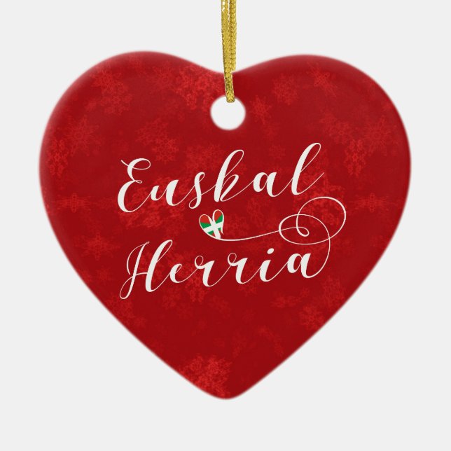 Euskal Herria Herz, Weihnachtsbaum Keramik Ornament (Vorne)