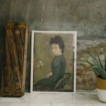 Eva Meurier dans une affiche en robe verte