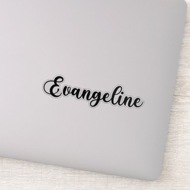 Evangeline Name - Handgeschriebene Kalligrafie Aufkleber (Detail)