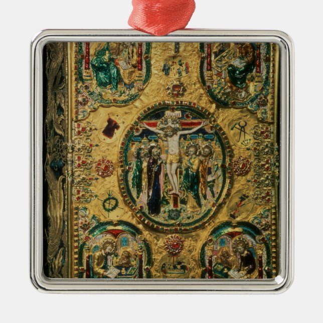 Evangeliumabdeckung, Gold mit repousse Silbernes Ornament (Vorne)