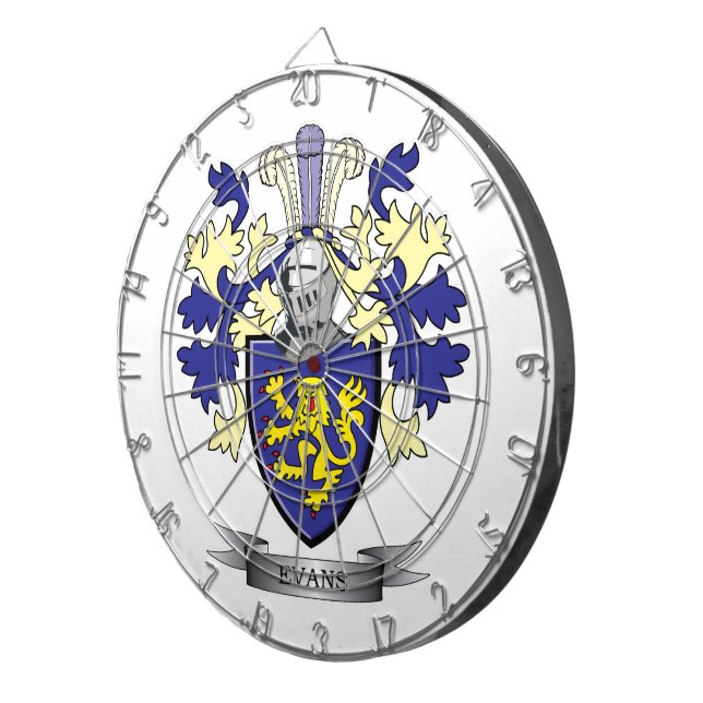 Evans-Familienwappen-Wappen Dartscheibe (Vorderseite rechts)
