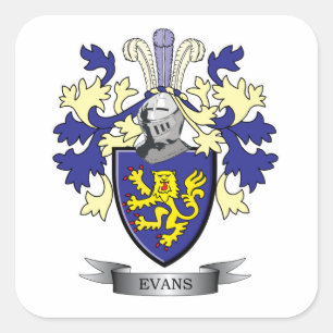 Evans-Familienwappen-Wappen Quadratischer Aufkleber