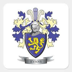 Evans-Familienwappen-Wappen Quadratischer Aufkleber