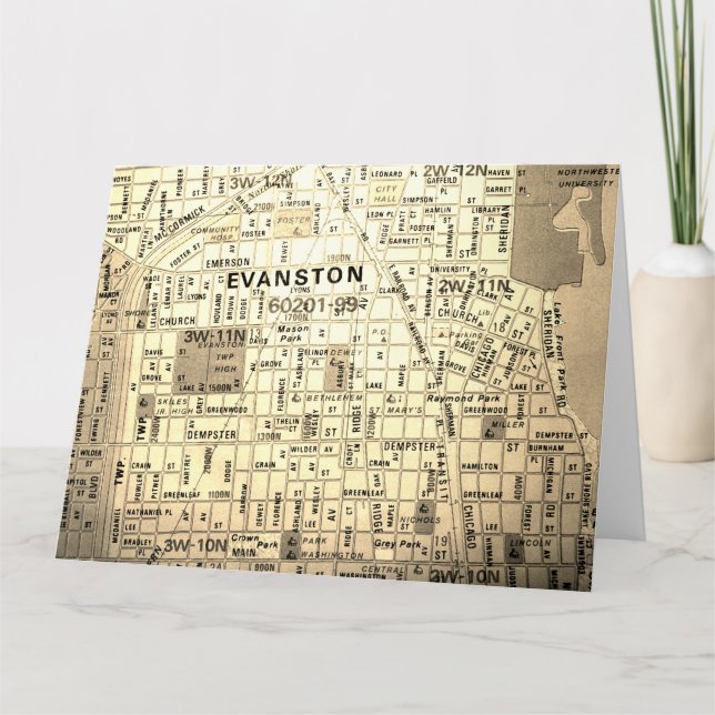 Evanston, IL Carte Vintage (Devant)