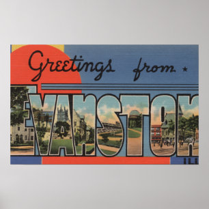 Evanston, Illinois - große Buchstabe-Szenen Poster