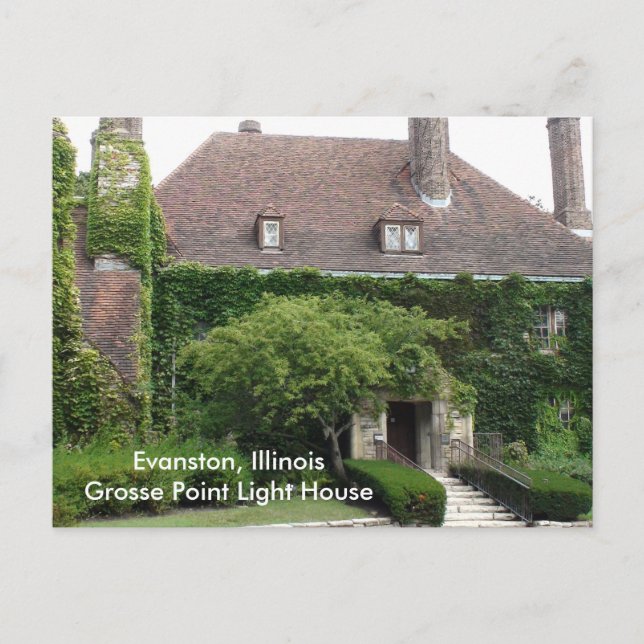 Evanston, Illinois, Großes Point Light House Postkarte (Vorderseite)