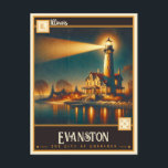 Evanston, Illinois | VINTAG Postkarte<br><div class="desc">Treten Sie zurück in die Vergangenheit und entdecken Sie den nostalgischen Charme von Evanston, Illinois, mit dieser faszinierenden Vintagen Postkarte. Diese mit dem Namen und der Stadt des Staat verzierte Illustration ist ein Portal der Vergangenheit und lädt Sie ein, die zeitlose Schönheit von Evanston zu entdecken. Tauchen Sie ein in...</div>