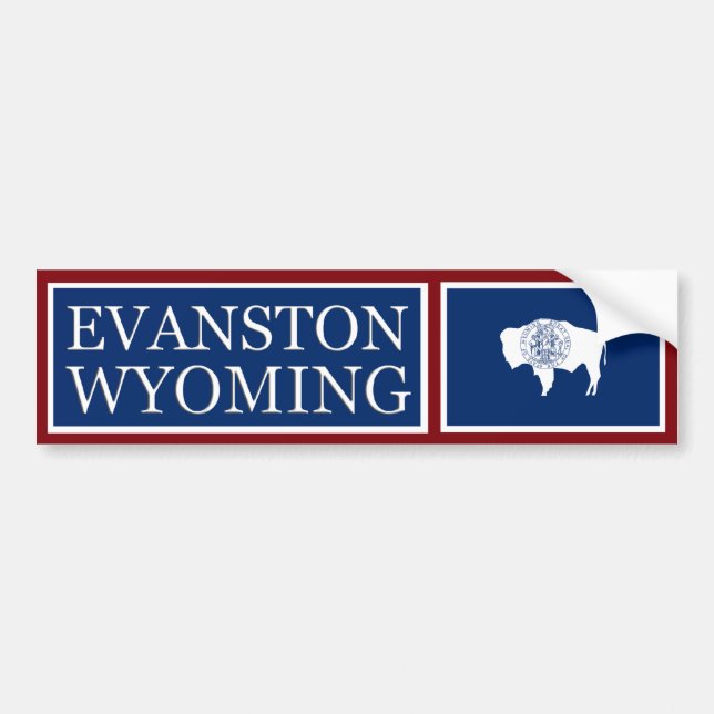 Evanston Wyoming State Flag Autoaufkleber (Vorne)