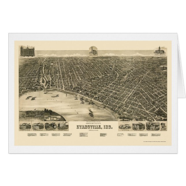 Evansville, IN panoramischer Karte - 1888 (Vorderseite (Horizontal))