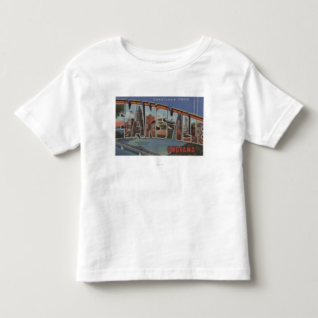 Evansville, Indiana - große Buchstabe-Szenen Kleinkind T-shirt (Vorderseite)