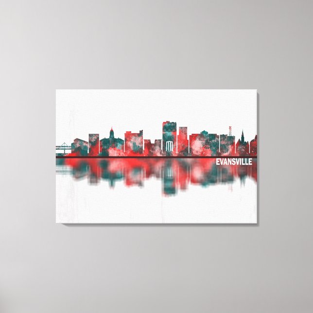 Evansville Indiana Skyline Leinwanddruck (Vorderseite)