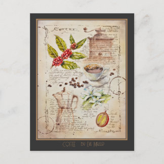 EVE bemalt Kaffee botanische Illustration Postkarte