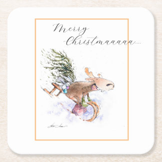 EVE bemalt Weihnachtsbaum Rentier und sonnig Rechteckiger Pappuntersetzer