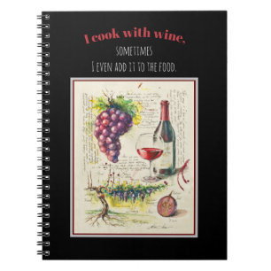 EVE Gemalte Illustration von Rotem Wein und Zitat Notizblock