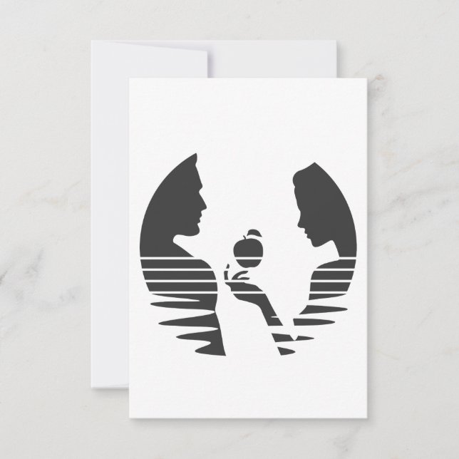 Eve gibt einen Apfel an Adam, schwarze Version 1/3 Dankeskarte (Vorderseite)