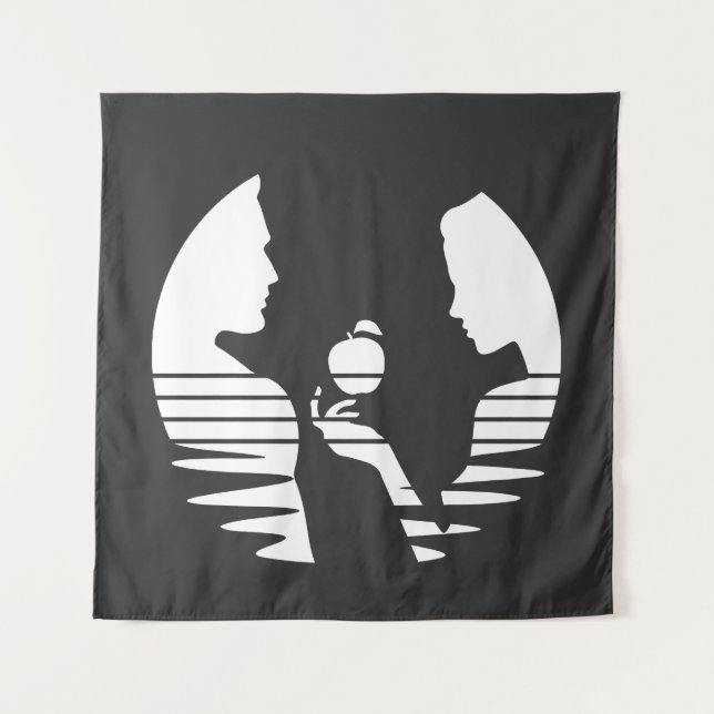 Eve Hand an Adam, Weiße Version 2/3 Wandteppich (Vorderseite)