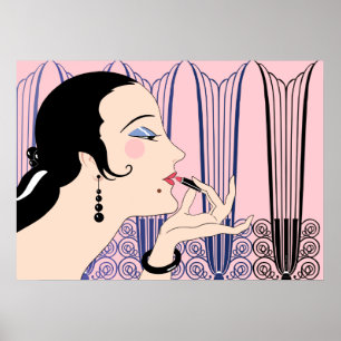 Ève, Madame d'art déco dans le rose et le bleu