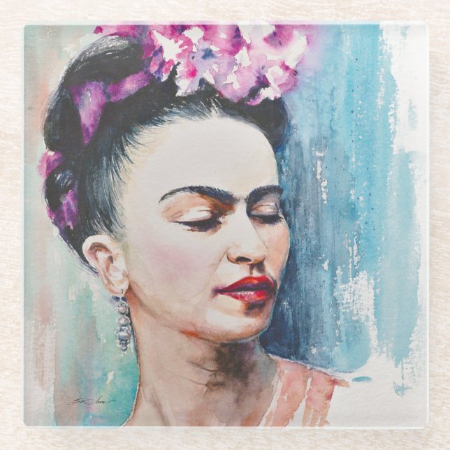 Eve Painted Frida Glasuntersetzer (Vorderseite)