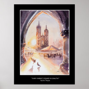 EVE Painted Krakau Old Town Poster