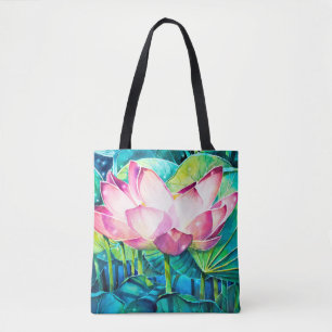 EVE Sac fourre-tout à fleurs de lotus peint