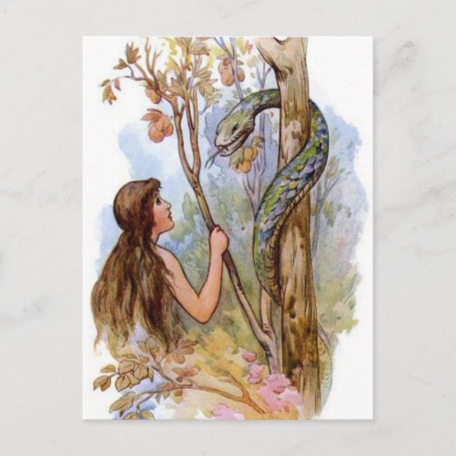 Eve und die Schlange Postkarte (Vorderseite)