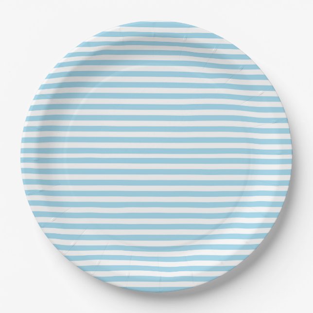 Eve und Sofie Blue Striped Pappteller (Vorderseite)