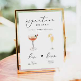 EVELYN Calligraphy Signature Drink Wedding Bar Poster