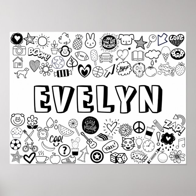 'EVELYN' Color-it-Yourself-Kontur-Design Poster (Vorne)