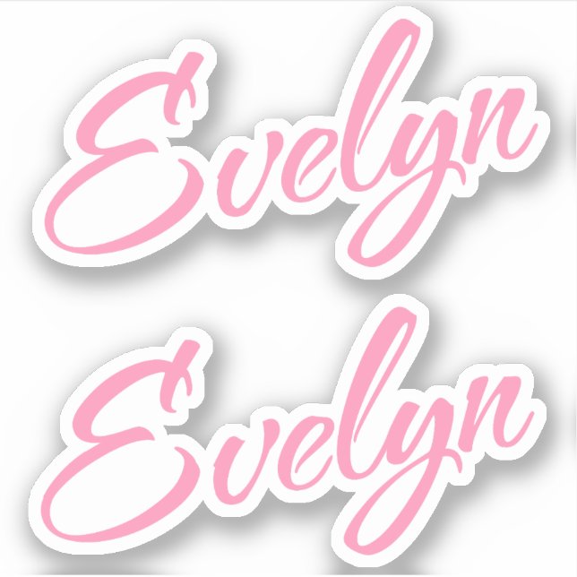 Evelyn Decorative Name in Pink x2 Aufkleber (Vorderseite)