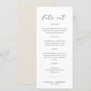 EVELYN Elegant Modern Script Classic Menu Card Menükarte