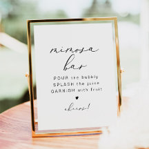 EVELYN Elegante Calligraphy Mimosa Bar Sign