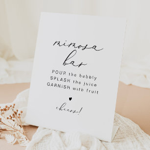 EVELYN Elegante Calligraphy Mimosa Bar Sign Sockelschild
