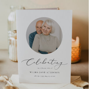EVELYN Elegantes Script Memorial Beerdigung Progra Karte