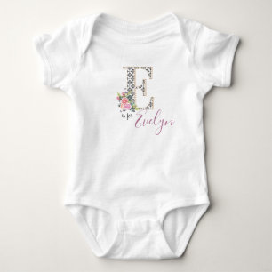Evelyn Name Baby Outfit Letter Romper Floral Girl Strampler