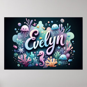 Evelyn Ocean Kinderzimmer Unterwasser Sea Animes Poster