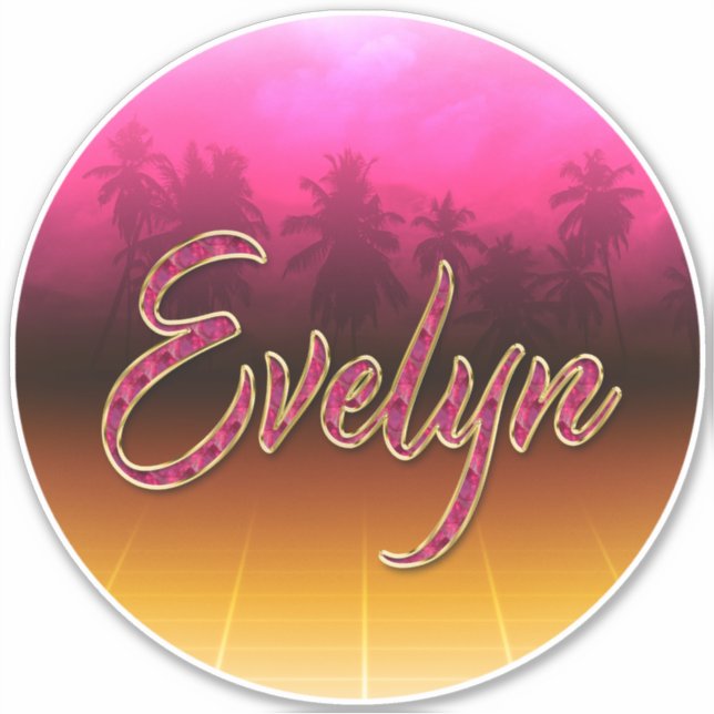 Evelyn Prénom Golden rose Autocollants (Devant)