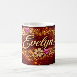 Evelyn Tasse Pinkfarbene Herzen Gold Schrift Roman