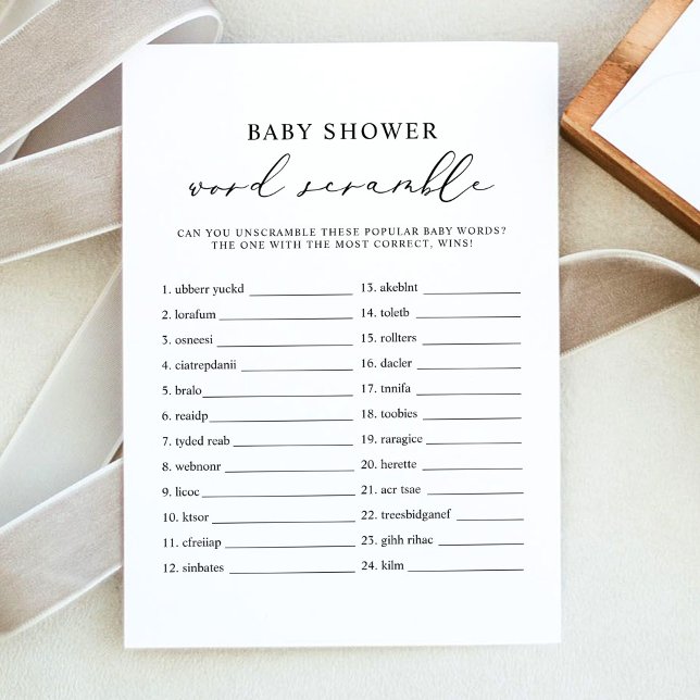 EVELYN Word Scramble Baby Showkarte Einladung (Von Creator hochgeladen)