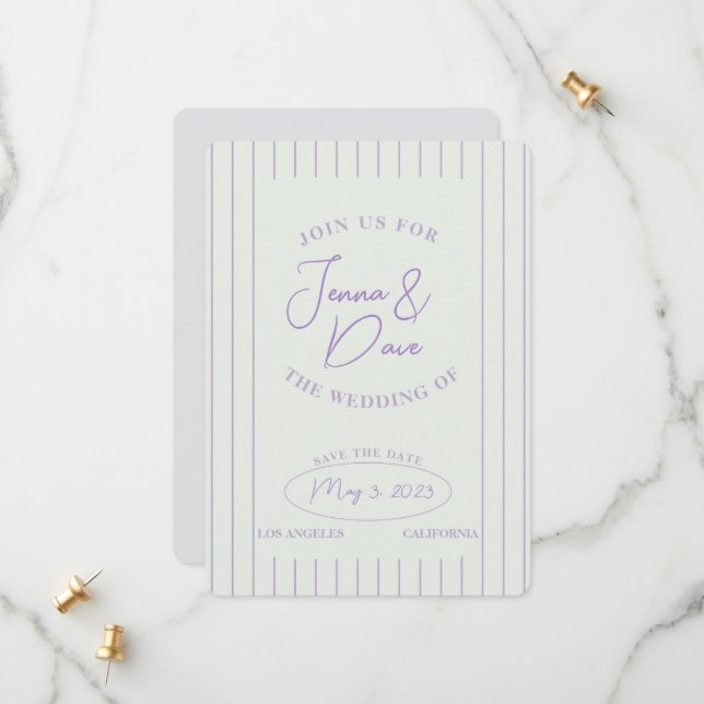 Événement à la mode : Save the Date de mariage sim (Devant/Arrière en situation)